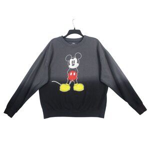 Disney Mickey Mouse Graphic Sweatshirt XL Black Cotton Blend Crewneck